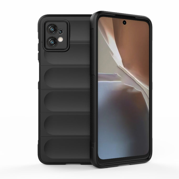For Motorola Moto G32 Magic Shield TPU + Flannel Phone Case(Black) - Motorola Cases by buy2fix | Online Shopping UK | buy2fix