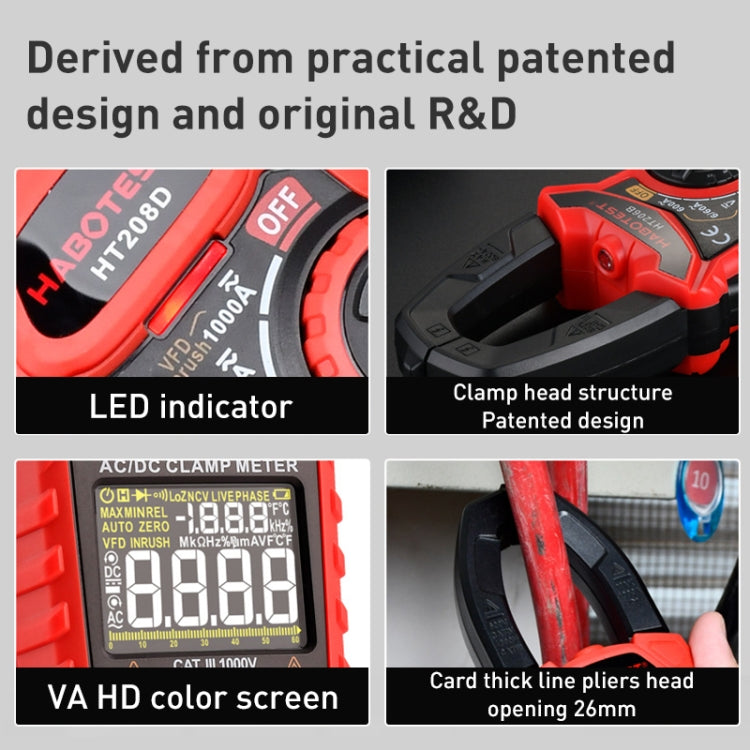 HABOTEST HT208A 1000A Clamp Multi-Function Anti-burning Digital Multimeter by HABOTEST