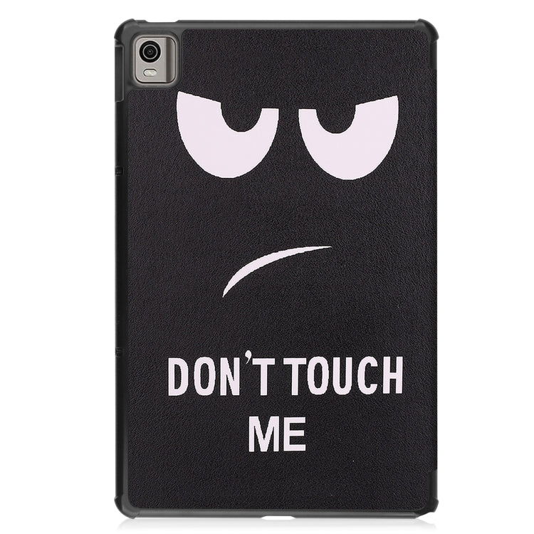 For Nokia T21 Custer Painted 3-Fold Holder Leather Smart Tablet Case(Big Eye Me) - Nokia by buy2fix | Online Shopping UK | buy2fix