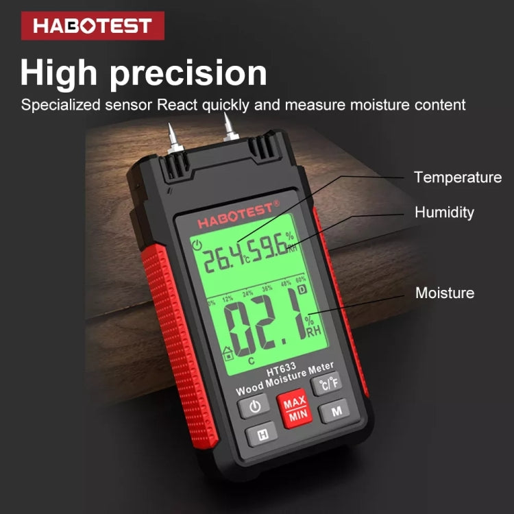 HABOTEST HT633 Portable Multifunctional Digital Display Wood Moisture Detector - PH & Moisture Meter by HABOTEST | Online Shopping UK | buy2fix