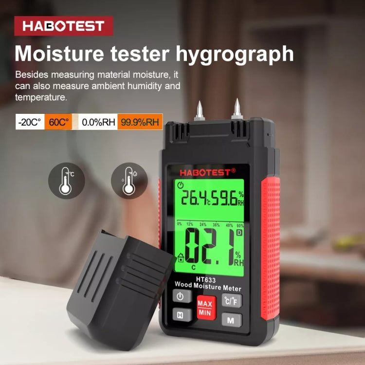 HABOTEST HT633 Portable Multifunctional Digital Display Wood Moisture Detector - PH & Moisture Meter by HABOTEST | Online Shopping UK | buy2fix