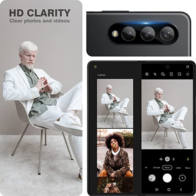 For Samsung Galaxy Z Fold3 5G 50pcs Integrated Rear Camera Lens Tempered Glass Film(Black) by buy2fix