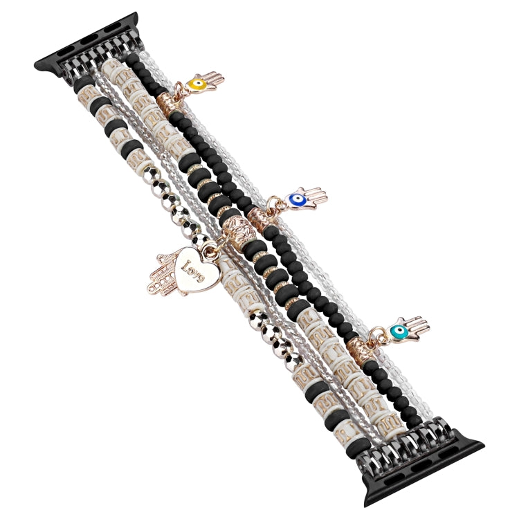 Forest Style Beads Watch Band For Apple Watch Ultra 49mm&Watch Ultra 2 49mm / Series 9&8&7 45mm / SE 3&SE 2&6&SE&5&4 44mm / 3&2&1 42mm(Black) - Watch Bands by buy2fix | Online Shopping UK | buy2fix