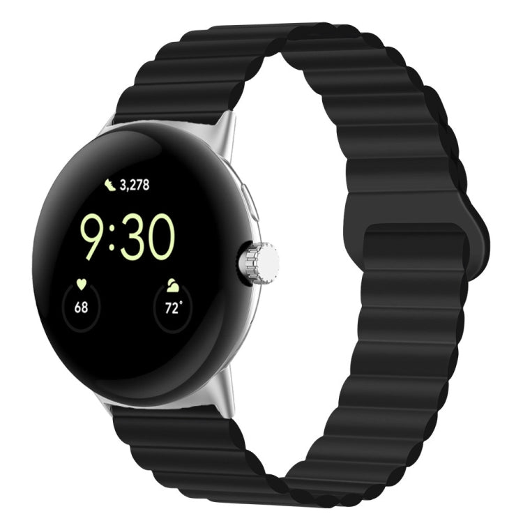 For Google Pixel Watch Reverse Buckle Magnetic Silicone Watch Band(Black) - Watch Bands by buy2fix | Online Shopping UK | buy2fix
