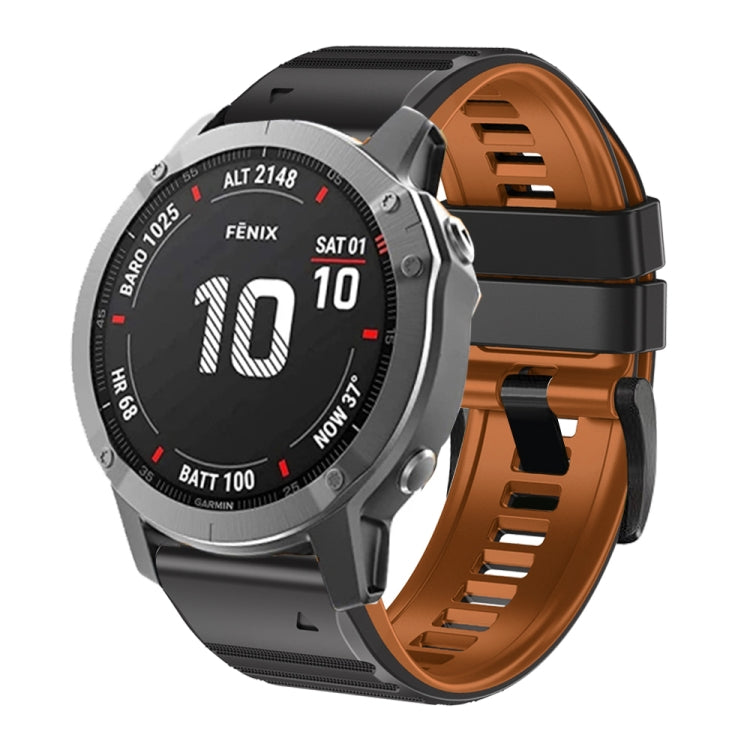 For Garmin Fenix 7 / 6 / 5 22mm Two-Color Silicone Watch Band(Black Brown) - Watch Bands by buy2fix | Online Shopping UK | buy2fix