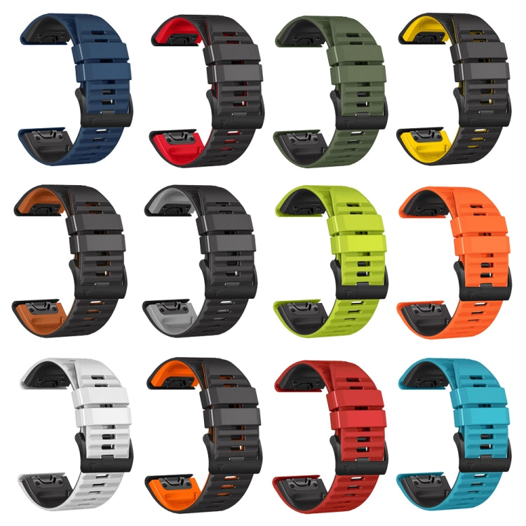 For Garmin Fenix 7 / 6 / 5 22mm Two-Color Silicone Watch Band(Orange Black) by buy2fix
