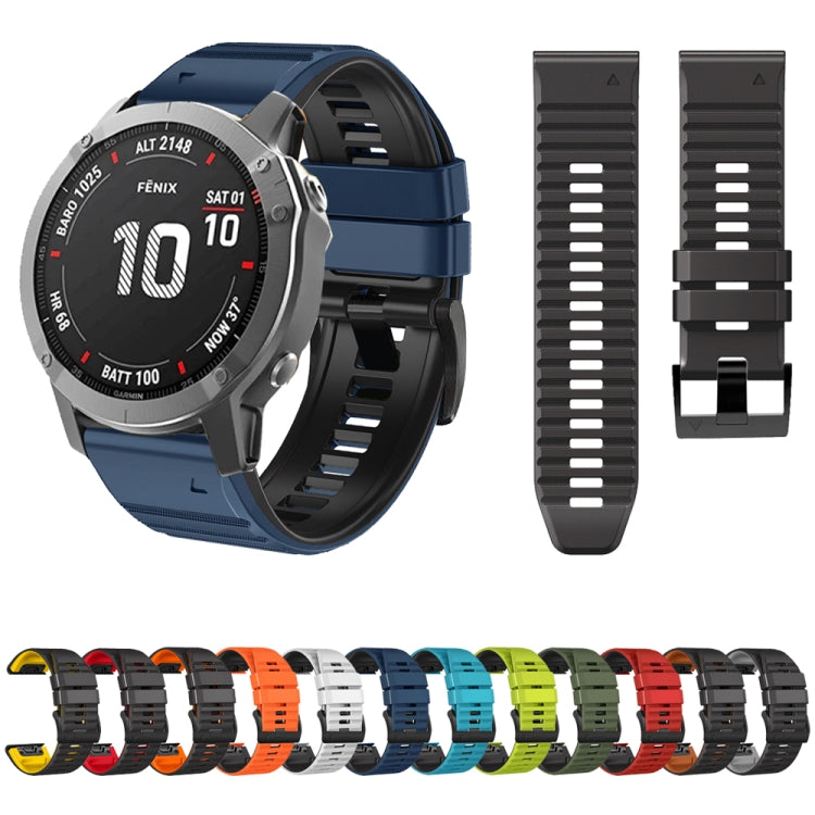 For Garmin Fenix 7X / 6X / 5X 26mm Two-Color Silicone Watch Band(Army Green + Black) - Watch Bands by buy2fix | Online Shopping UK | buy2fix