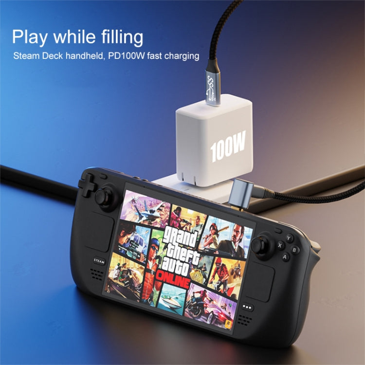 For Steam Deck Gen 100W USB-C/Type-C Male to USB-C/Type-C Female Stereo Curved Extension Cable, Length:1.5m by buy2fix