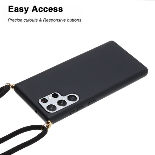 For Samsung Galaxy S23 Ultra 5G Wheat Straw Material + TPU Protective Case with Lanyard(Black) by buy2fix