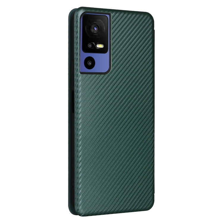 For TCL 40SE Carbon Fiber Texture Flip Leather Phone Case(Green) - TCL by buy2fix | Online Shopping UK | buy2fix