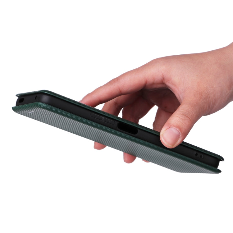 For TCL 40SE Carbon Fiber Texture Flip Leather Phone Case(Green) - TCL by buy2fix | Online Shopping UK | buy2fix