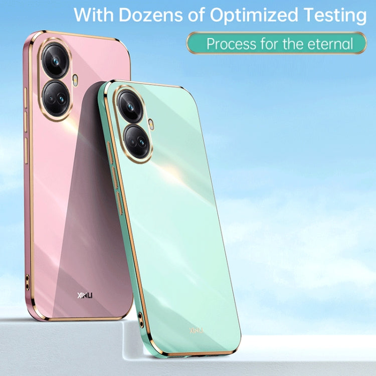 For Realme 10 Pro+ XINLI Straight Edge 6D Electroplate TPU Phone Case(Cherry Purple) - Realme Cases by buy2fix | Online Shopping UK | buy2fix