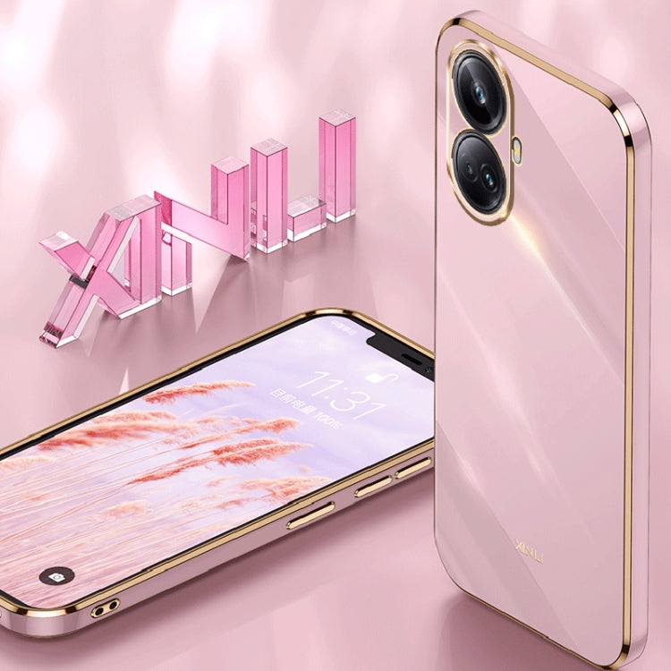 For Realme 10 Pro+ XINLI Straight Edge 6D Electroplate TPU Phone Case(Cherry Purple) - Realme Cases by buy2fix | Online Shopping UK | buy2fix