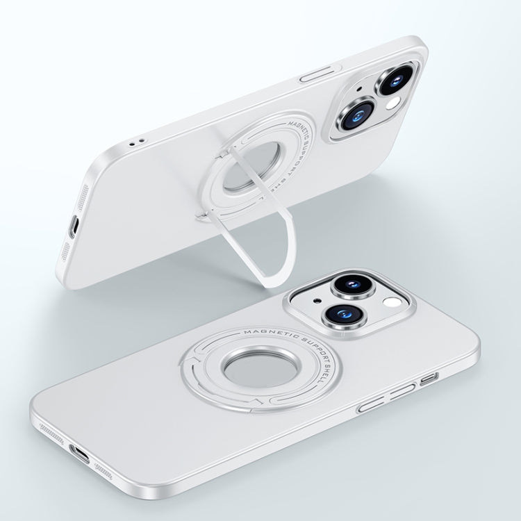 For iPhone 14 Matte Magsafe Magnetic Phone Case with Trolley Holder(White) - iPhone 14 Cases by buy2fix | Online Shopping UK | buy2fix