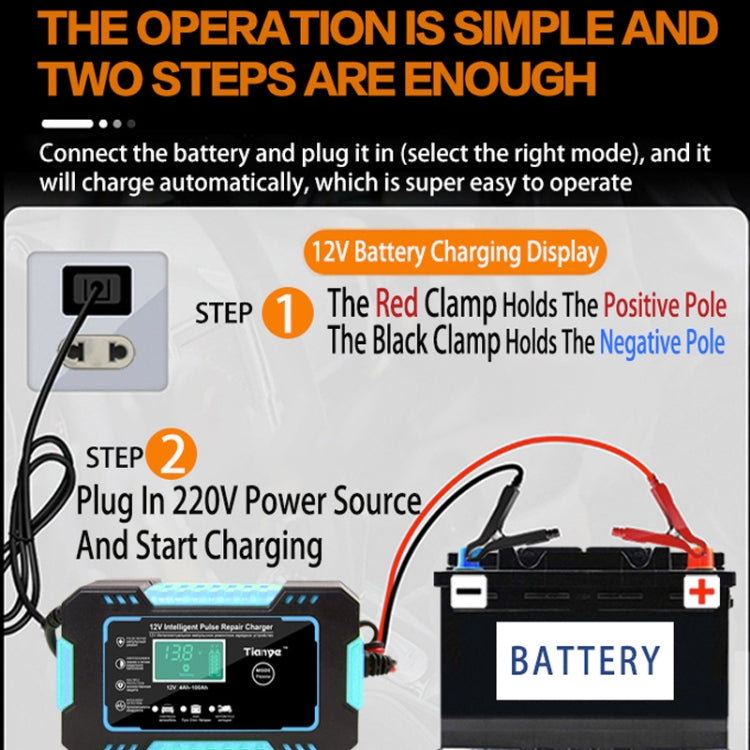 Motorcycle / Car Battery Smart Charger with LCD Creen, Plug Type:EU Plug(Blue) - Battery Charger by buy2fix | Online Shopping UK | buy2fix