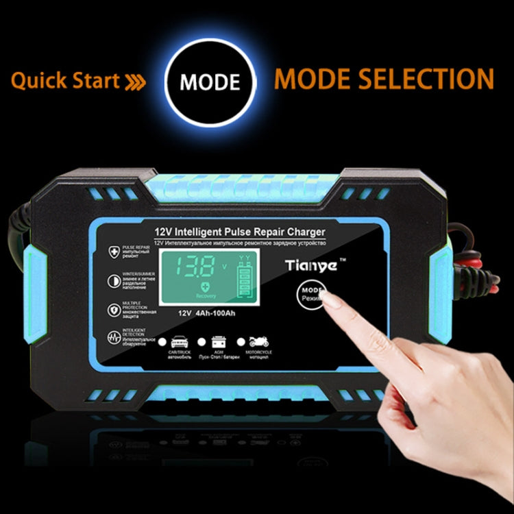 Motorcycle / Car Battery Smart Charger with LCD Creen, Plug Type:EU Plug(Blue) - Battery Charger by buy2fix | Online Shopping UK | buy2fix