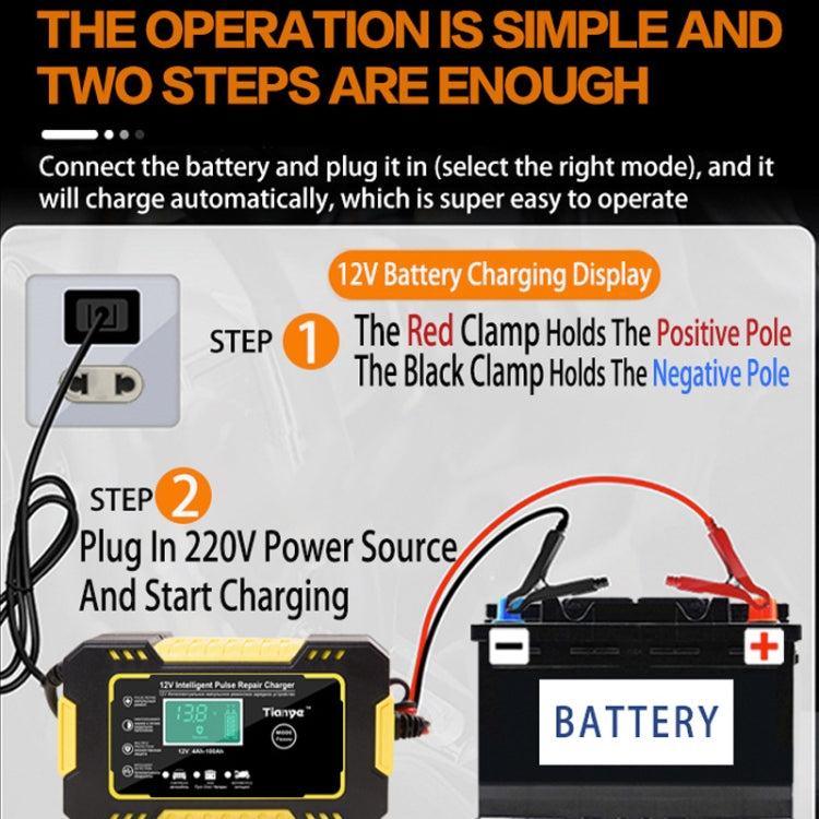 Motorcycle / Car Battery Smart Charger with LCD Creen, Plug Type:AU Plug(Yellow) - Battery Charger by buy2fix | Online Shopping UK | buy2fix
