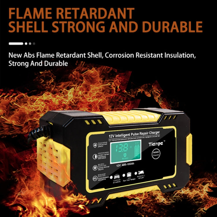 Motorcycle / Car Battery Smart Charger with LCD Creen, Plug Type:EU Plug(Yellow) by buy2fix