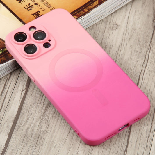 For iPhone 14 Pro Liquid TPU Silicone Gradient MagSafe Phone Case(Pink Red) by buy2fix