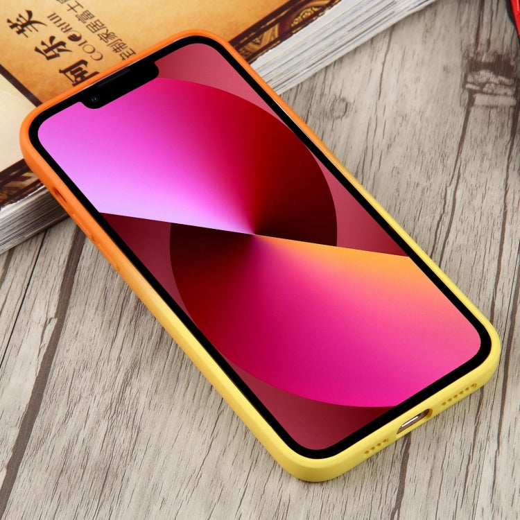 For iPhone 13 Liquid TPU Silicone Gradient MagSafe Phone Case(Orange Yellow) - iPhone 13 Cases by buy2fix | Online Shopping UK | buy2fix