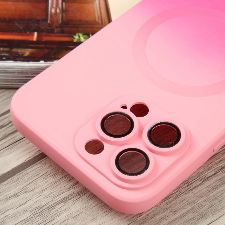 For iPhone 12 Liquid TPU Silicone Gradient MagSafe Phone Case(Pink Red) by buy2fix