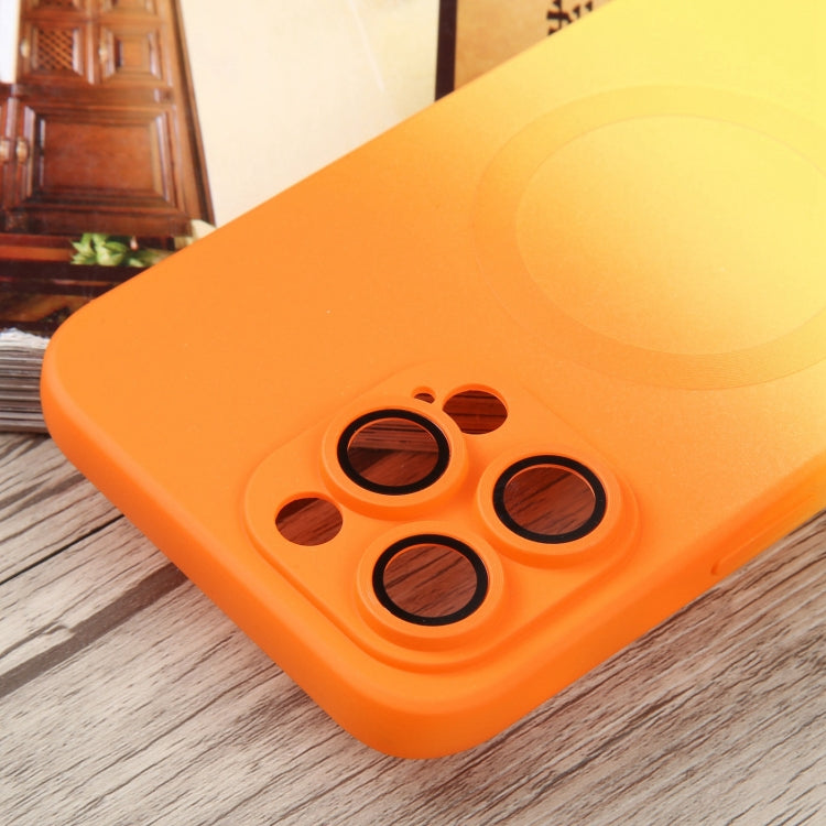 For iPhone 12 Liquid TPU Silicone Gradient MagSafe Phone Case(Orange Yellow) by buy2fix