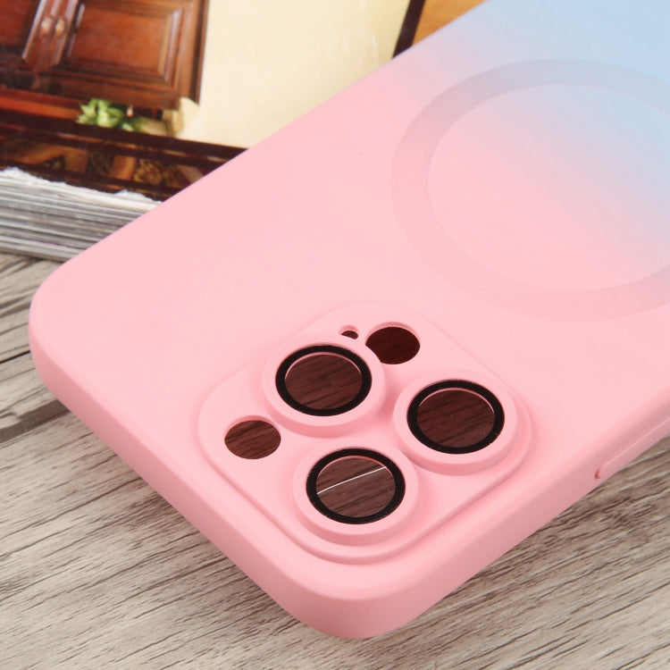 For iPhone 12 Liquid TPU Silicone Gradient MagSafe Phone Case(Pink Blue) by buy2fix