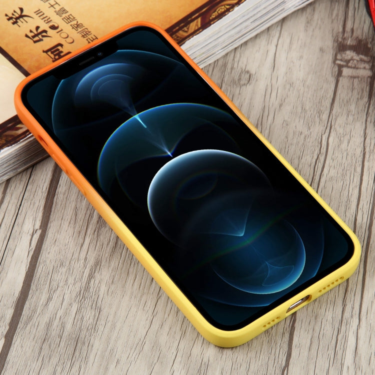 For iPhone 12 Pro Max Liquid TPU Silicone Gradient MagSafe Phone Case(Orange Yellow) - iPhone 12 Pro Max Cases by buy2fix | Online Shopping UK | buy2fix