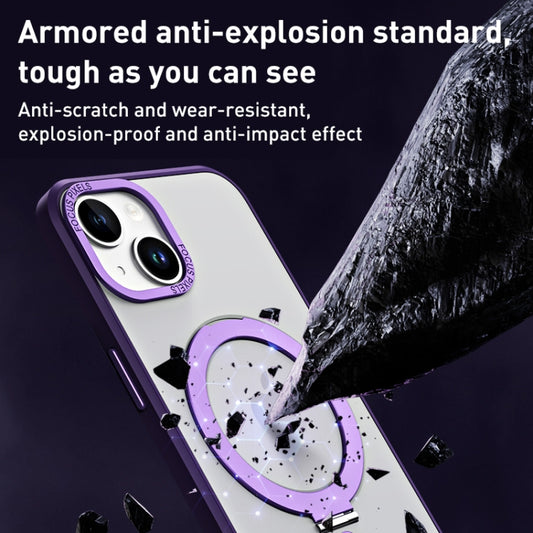 For iPhone 13 Skin Feel MagSafe Shockproof Phone Case with Holder(Light Blue) by buy2fix