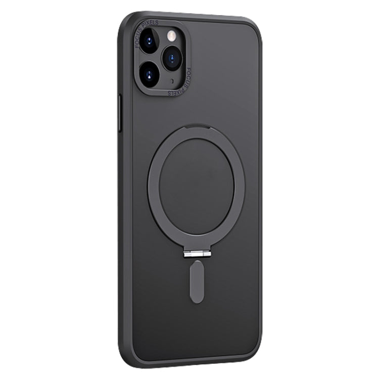 For iPhone 11 Pro Skin Feel MagSafe Shockproof Phone Case with Holder(Black) - iPhone 11 Pro Cases by buy2fix | Online Shopping UK | buy2fix