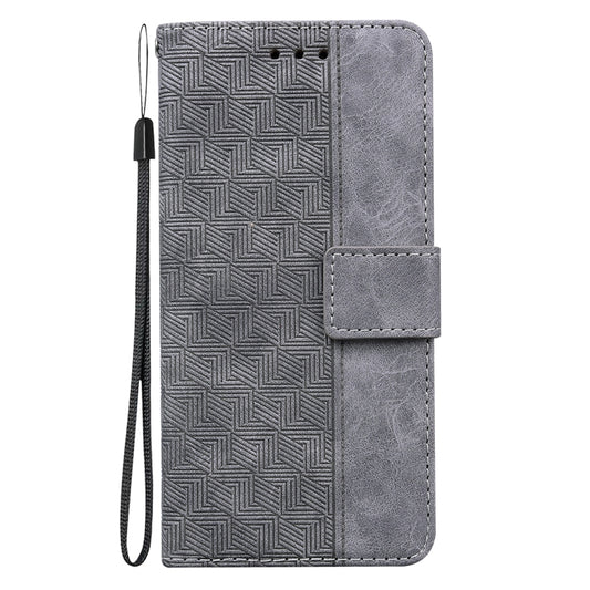 For Samsung Galaxy A34 5G Geometric Embossed Flip Leather Phone Case(Grey) by buy2fix