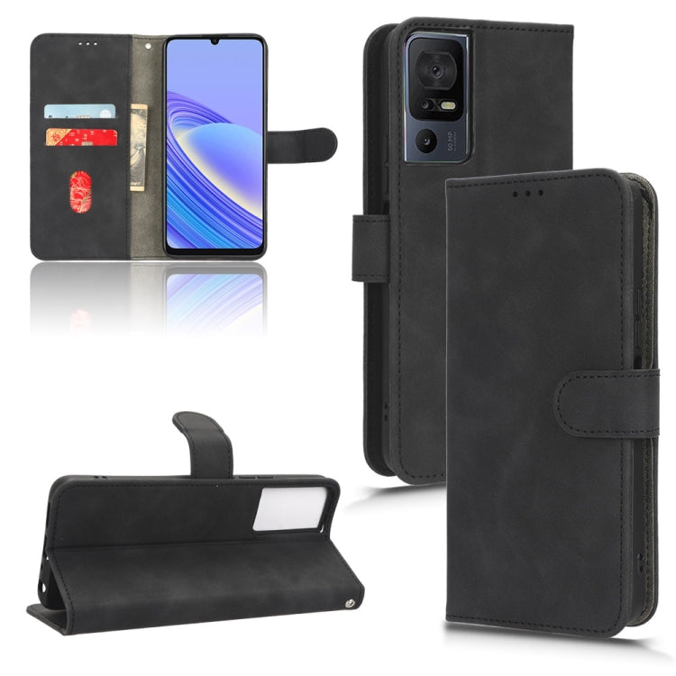 For TCL 40SE Skin Feel Magnetic Flip Leather Phone Case(Black) - TCL by buy2fix | Online Shopping UK | buy2fix