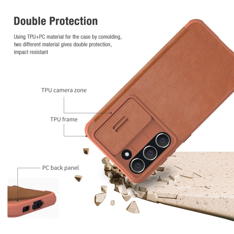 For Samsung Galaxy S23 5G NILLKIN QIN Series Pro Sliding Camera Cover Design Leather Phone Case(Red) - Galaxy S23 5G Cases by NILLKIN | Online Shopping UK | buy2fix