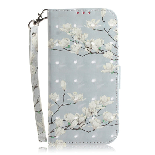 For OPPO A58 3D Colored Pattern Flip Leather Phone Case(Magnolia) by buy2fix