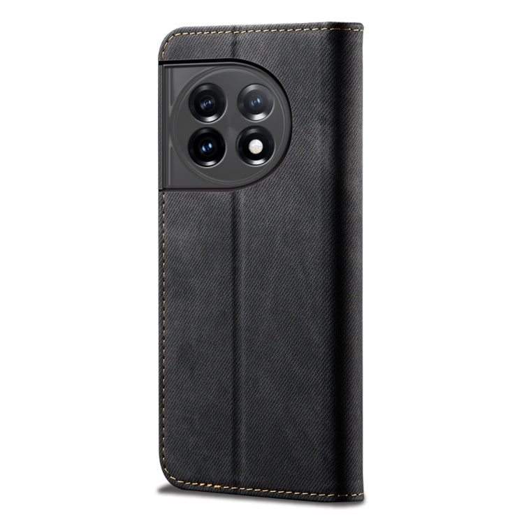 For OnePlus 11R Denim Texture Flip Leather Phone Case(Black) - OnePlus Cases by buy2fix | Online Shopping UK | buy2fix