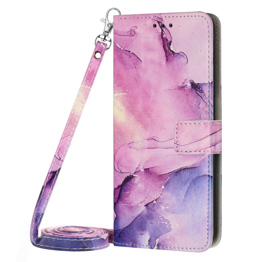 For Xiaomi Redmi Note 12 Global / Poco X5 5G Crossbody Painted Marble Pattern Leather Phone Case(Purple) by buy2fix