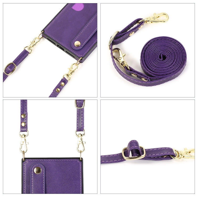 For Samsung Galaxy S23+ 5G Cross-body Wristband Holder Square Phone Case(Purple) - Galaxy S23+ 5G Cases by buy2fix | Online Shopping UK | buy2fix