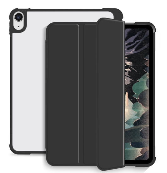 For iPad mini 6 / mini 2024 Tri-fold Shockproof Smart Leather Tablet Case(Black) - iPad mini 6 Cases by buy2fix | Online Shopping UK | buy2fix
