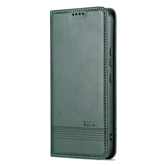 For Samsung Galaxy A34 5G AZNS Magnetic Calf Texture Flip Leather Phone Case(Dark Green) by AZNS