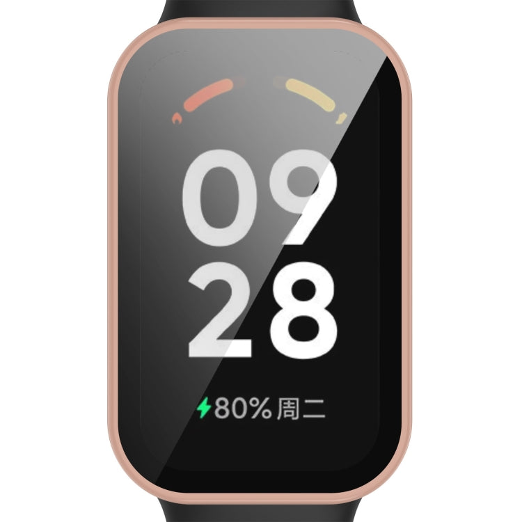 For Redmi Band 2 PC+ Tempered Film Integrated Watch Protective Case(Pink) - Watch Cases by buy2fix | Online Shopping UK | buy2fix