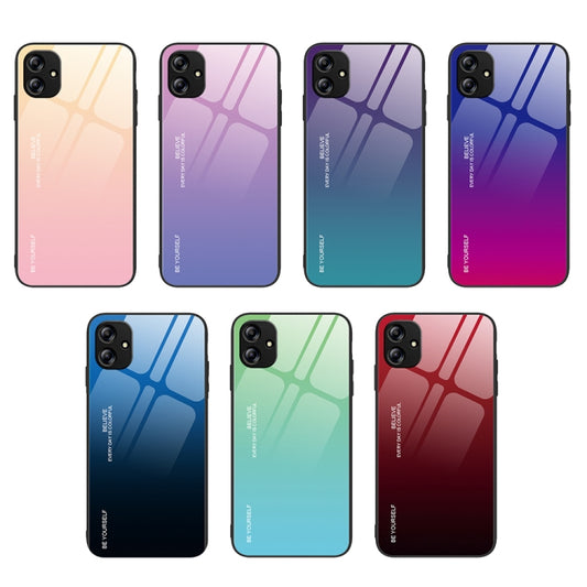 For Samsung Galaxy A04e Gradient Color Glass Phone Case(Purple Red) by buy2fix