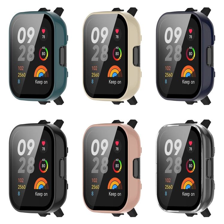 For Xiaomi Redmi Watch 3 PC + Tempered Film Integrated Watch Protective Case(Ivory White) - Watch Cases by buy2fix | Online Shopping UK | buy2fix