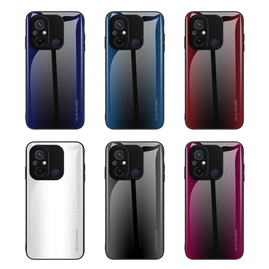 For Xiaomi Redmi 12C Texture Gradient Glass TPU Phone Case(Red) by buy2fix