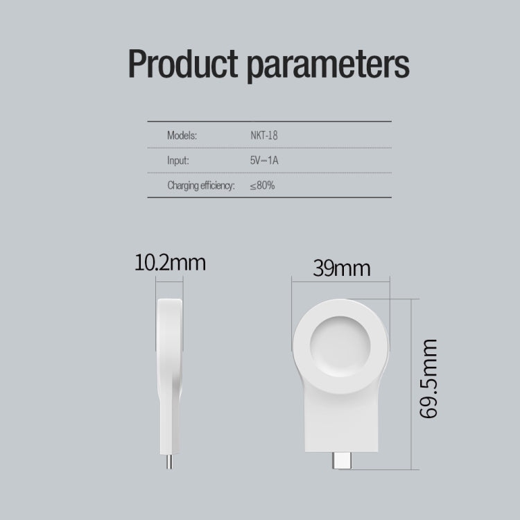 NILLKIN For Xiaomi S1 Pro USB-C / Type-C Mini Portable Smart Watch Charger(White) by NILLKIN