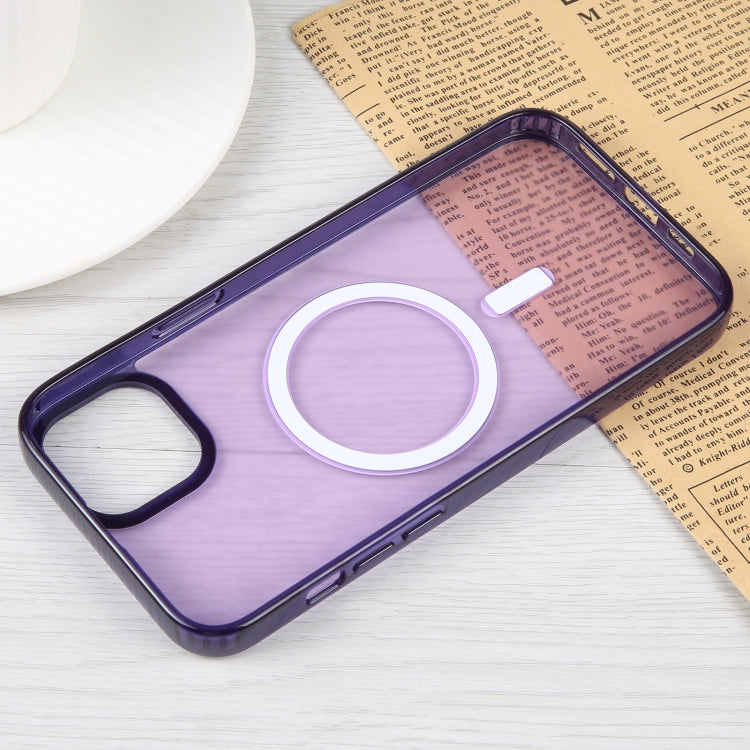 For iPhone 14 Plus GEBEI MagSafe Magnetic Transparent Phone Case (Purple) by GEBEI