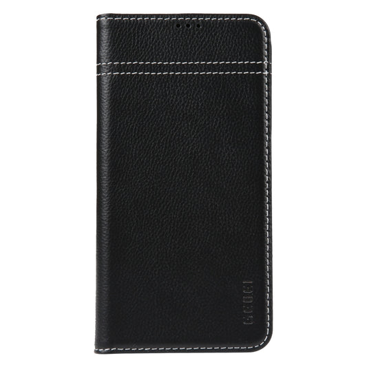 For iPhone 14 Pro GEBEI Top-grain Horizontal Flip Leather Phone Case(Black) by GEBEI