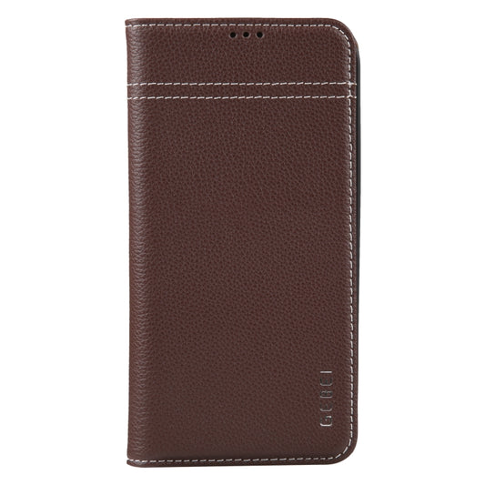 For iPhone 13 Pro GEBEI Top-grain Horizontal Flip Leather Phone Case(Brown) by GEBEI