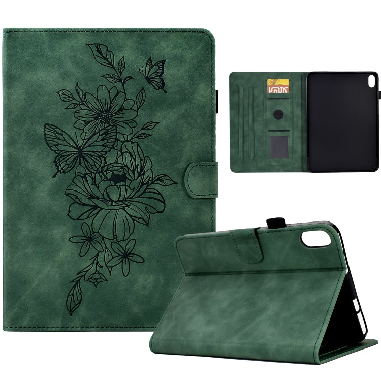 Peony Butterfly Embossed Leather Smart Tablet Case For iPad mini 2024 / mini 6(Green) - iPad mini 6 Cases by buy2fix | Online Shopping UK | buy2fix