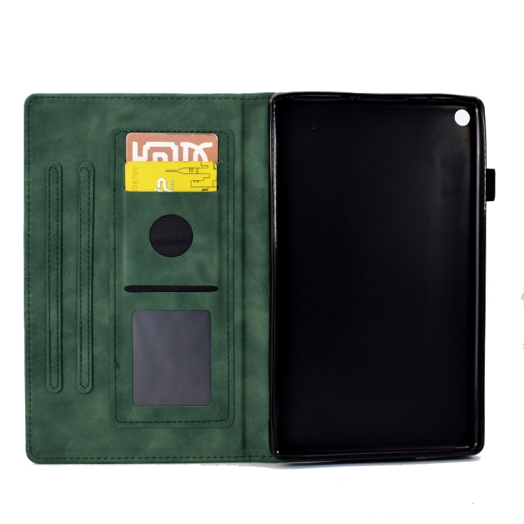 For Amazon Kindle Fire HD8 2018/2017/2016 Peony Butterfly Embossed Leather Smart Tablet Case(Green) - Amazon by buy2fix | Online Shopping UK | buy2fix