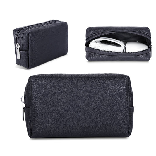 Leather Power Pack Charger Data Cable Mouse Digital Storage Bag(Black) by buy2fix